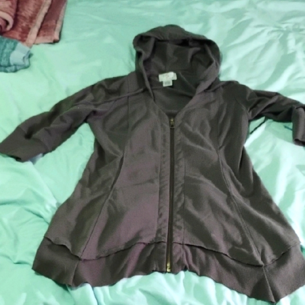 Gray Hooded Zip-Up Jacket